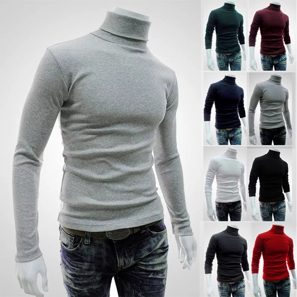 2022New Autumn Winter Men&S sweater Men&s Turtleneck Solid Color Casual Sweater Men&s Slim Fit Brand Knitted Pullove